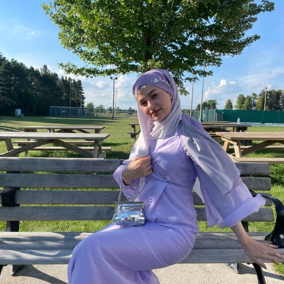 modest lavender evening dress - Picture 3 of 3